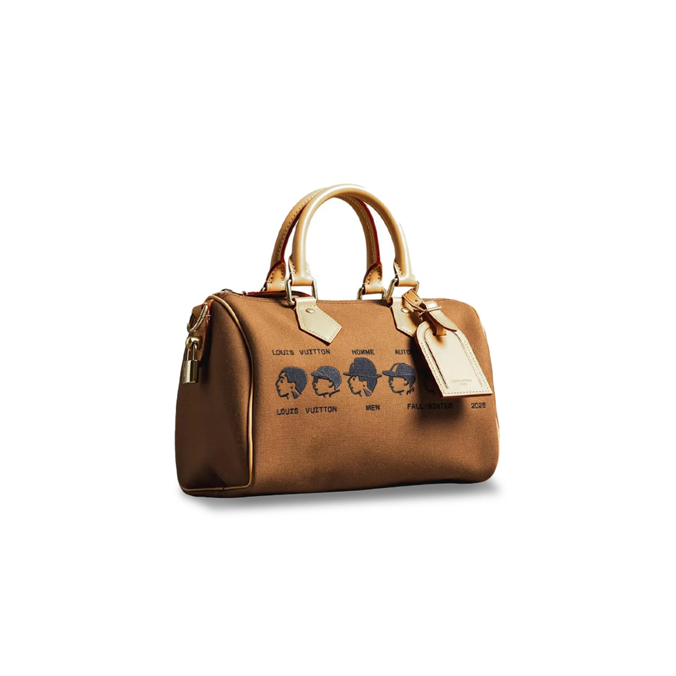 l0*is V*t0n pharrell x nigo speedy bag 25 brown in canvas m15218 (25*15*15cm)